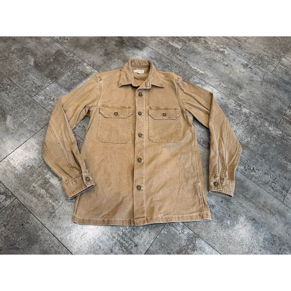 Wallace & Barnes Chore Coat Over Shirt Men’s XS Tan Brown Cotton Canvas